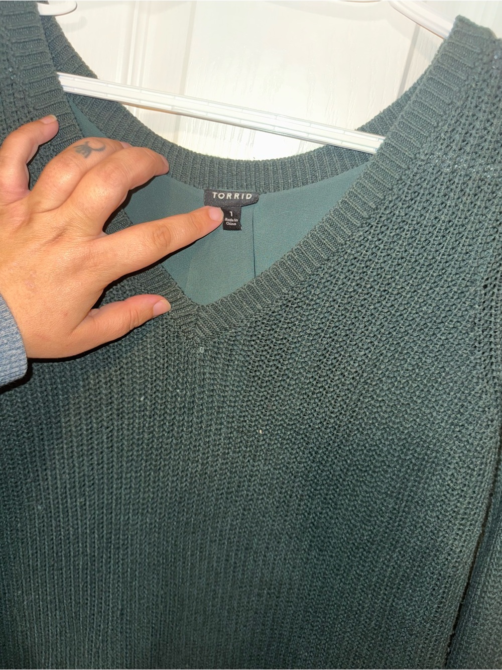 torrid Men's V-Neck Knit Sweater in Deep Green